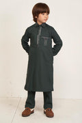 Rostam Kids Pathani Set - Dark Green