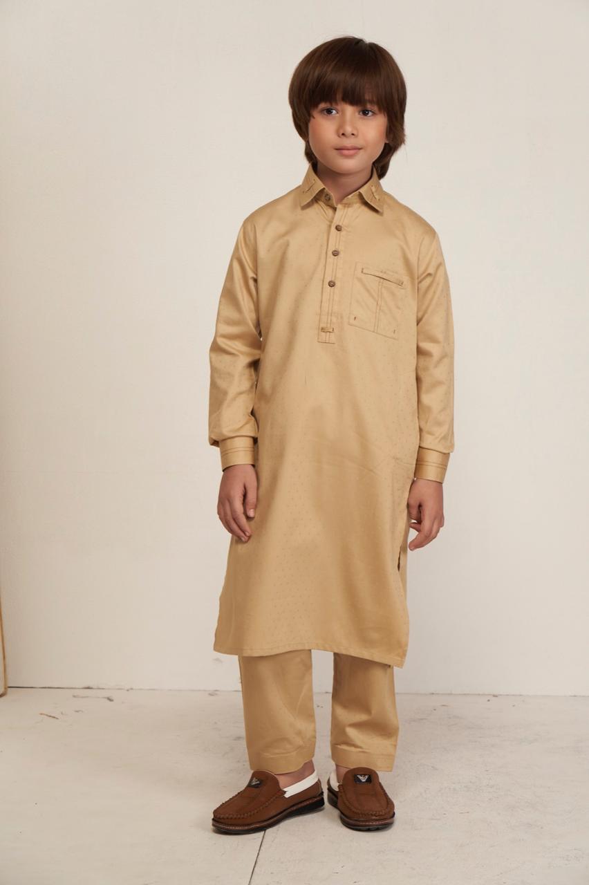 Darvan Kids Pathani Set - Soft Beige