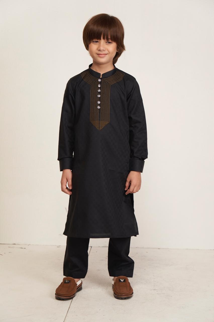 Rakan Kids Kurta Set - Black