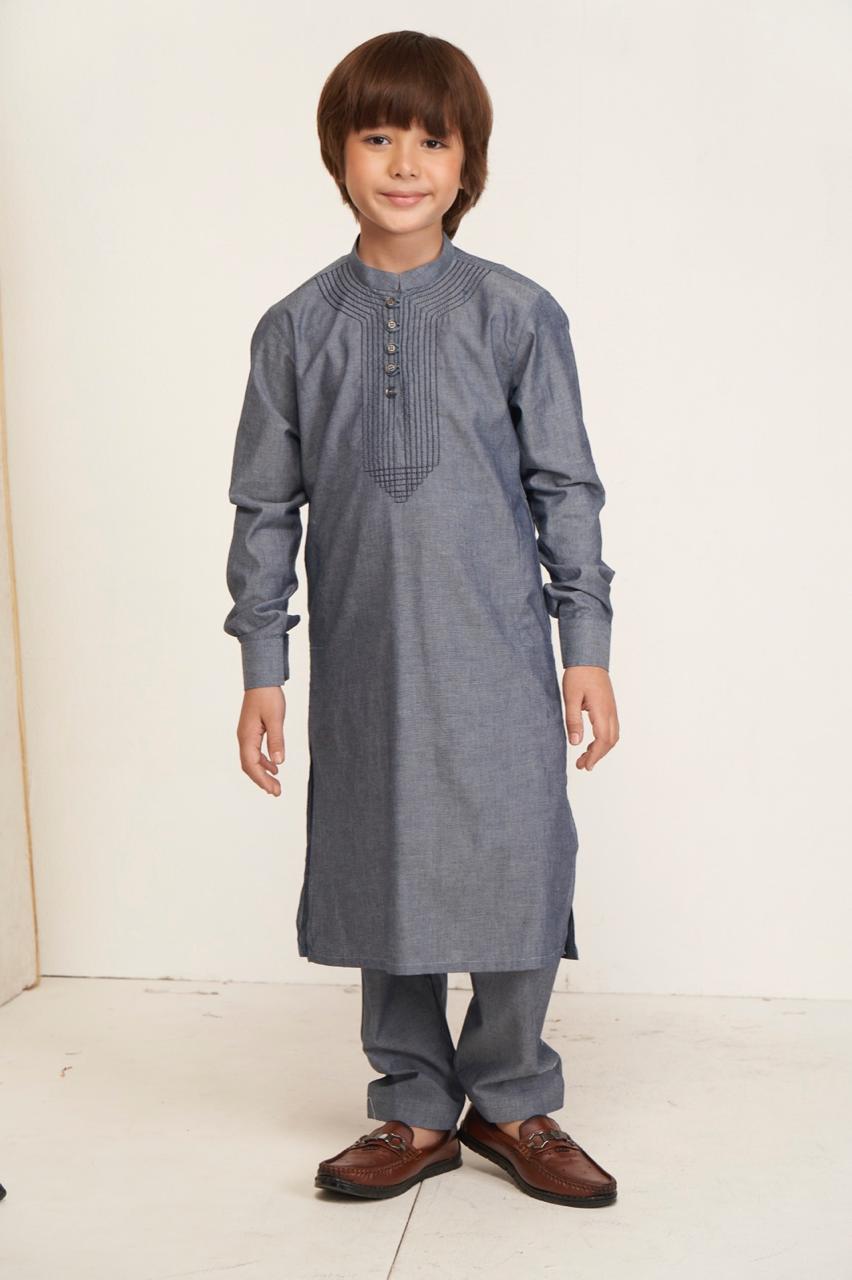 Amari Kids Kurta Pajama – Storm Grey