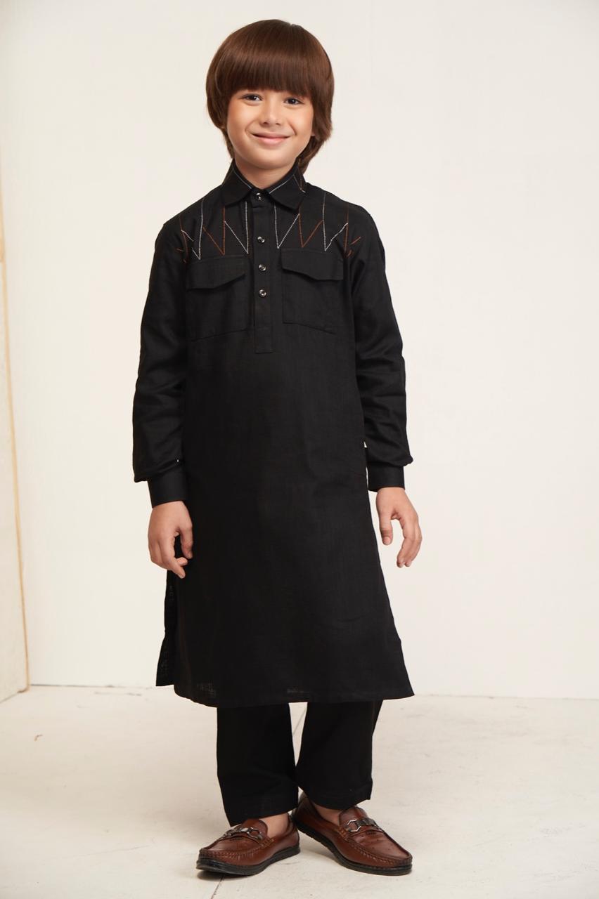 Tajiri Kids Pathani Set - Black