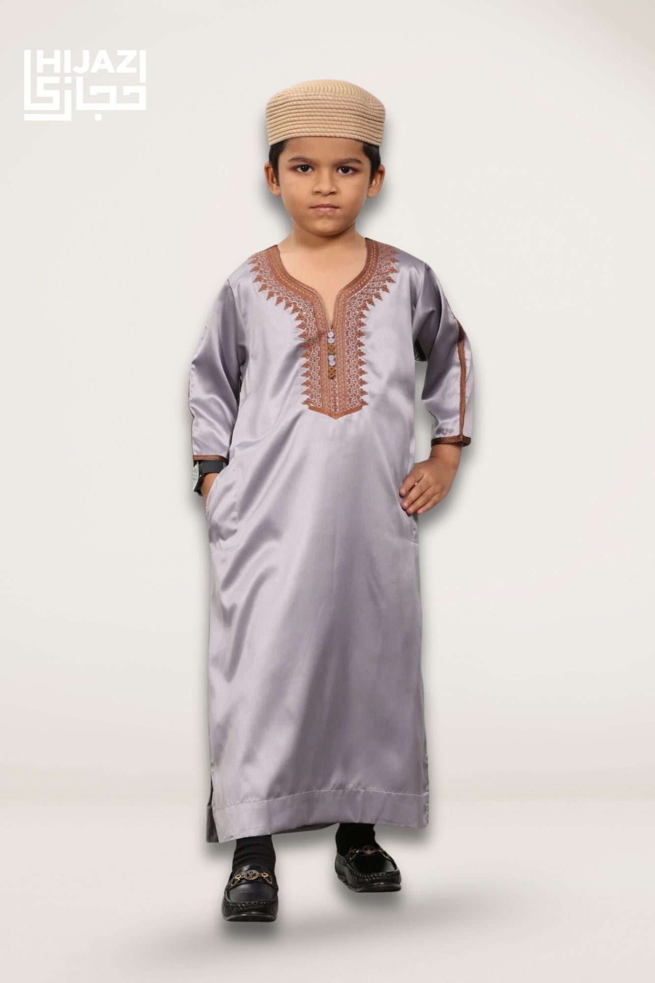 Ash Grey Naksh Kids Thobe