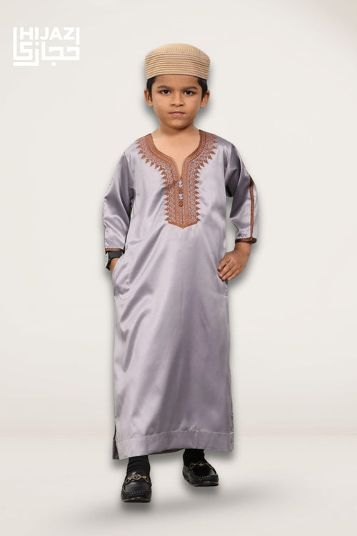 Ash Grey Naksh Kids Thobe