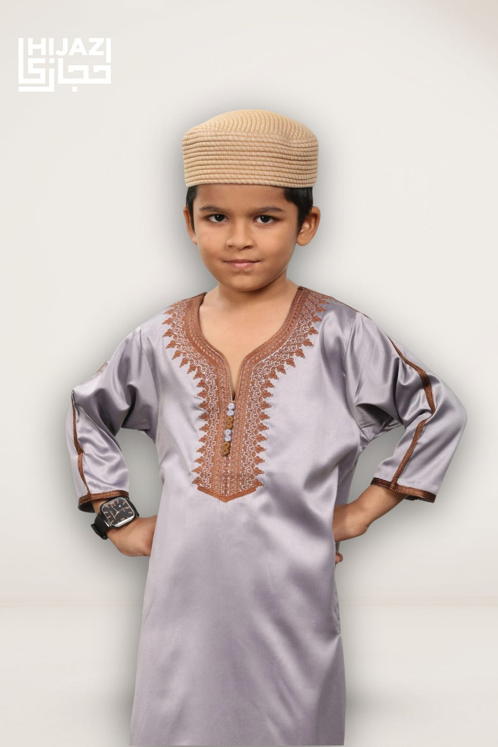 Ash Grey Naksh Kids Thobe