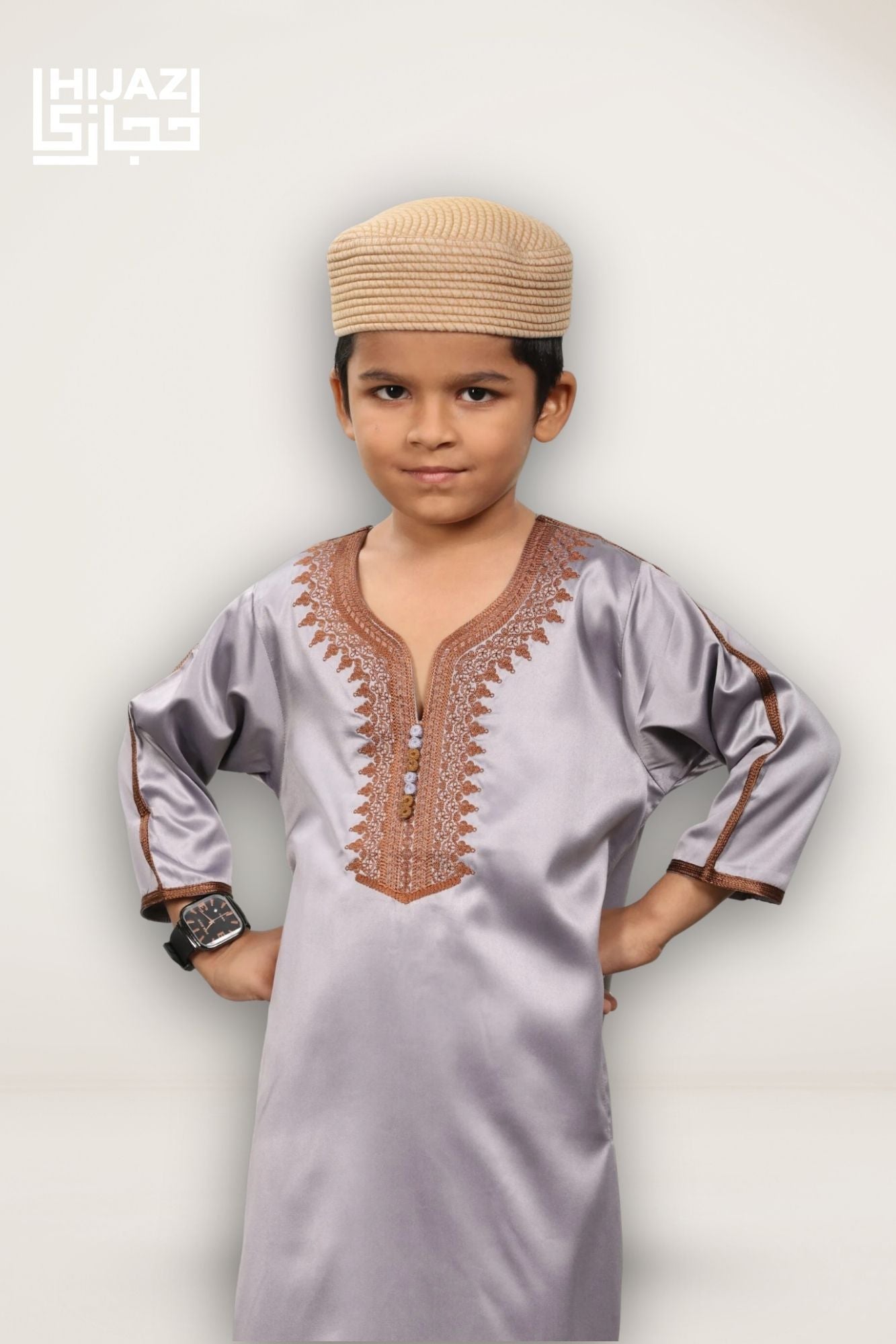 Ash Grey Naksh Kids Thobe