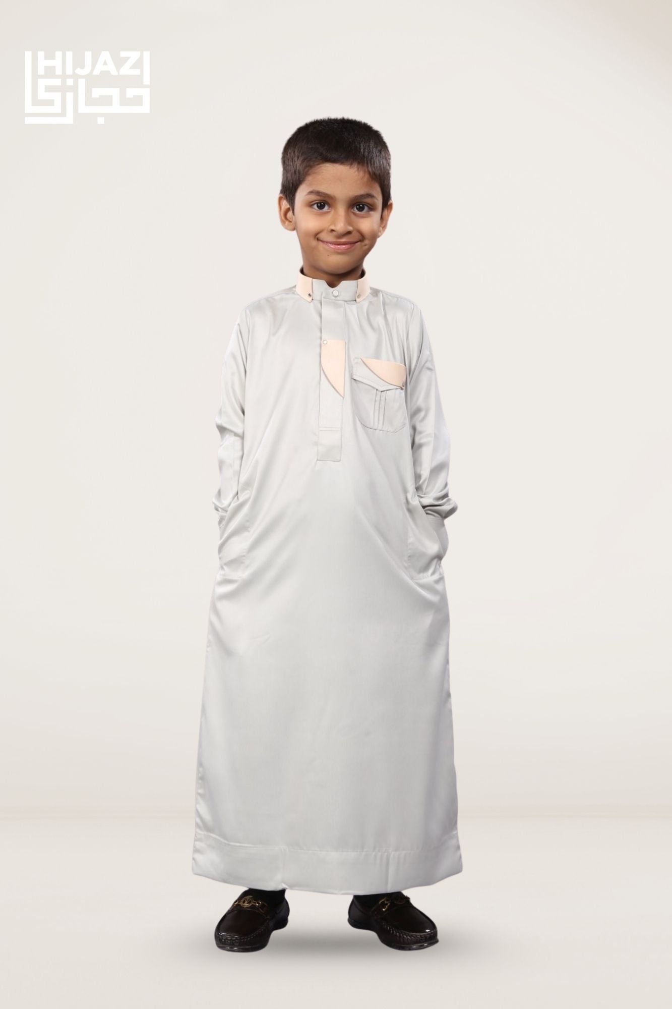 Ash Grey Premium Designer Kids Thobe