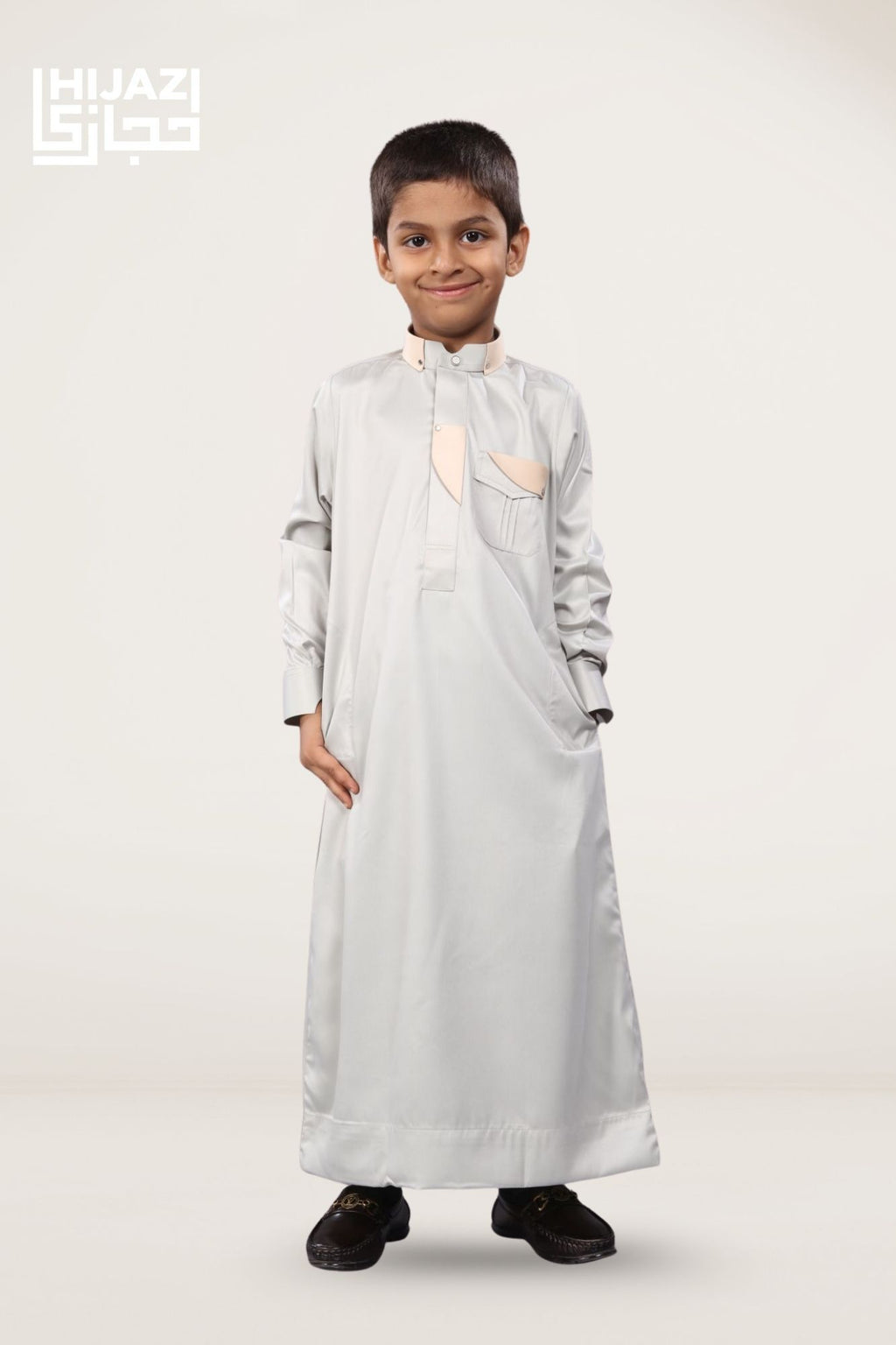 Ash Grey Premium Designer Kids Thobe