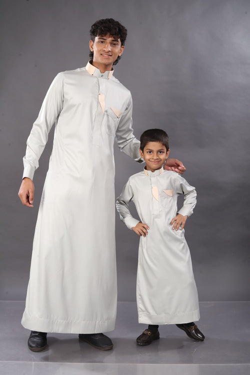 Ash Grey Premium Thobe Father & Son Combo