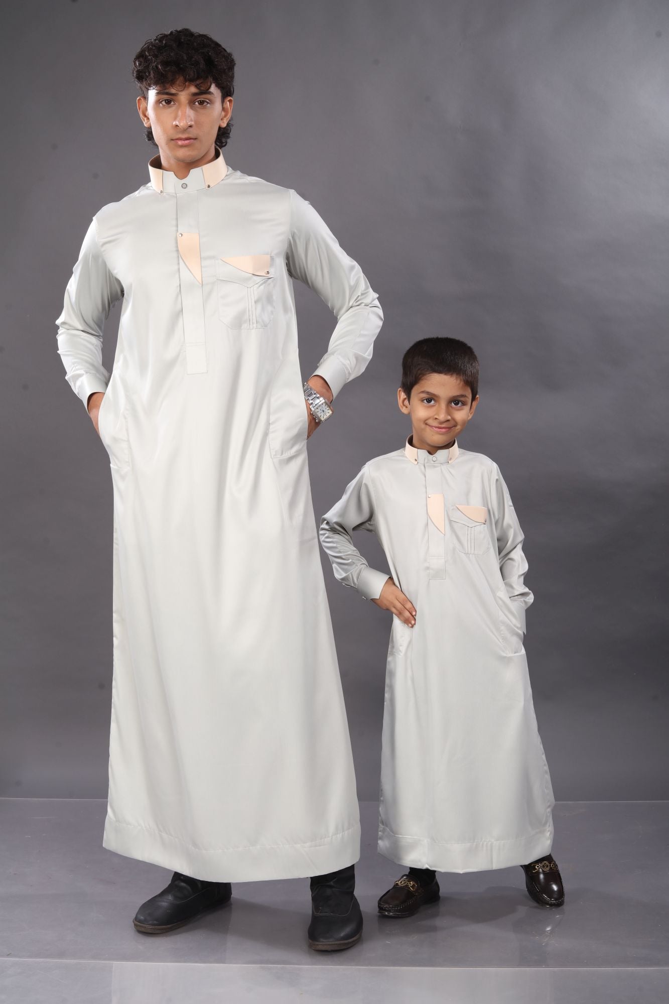 Ash Grey Premium Thobe Father & Son Combo