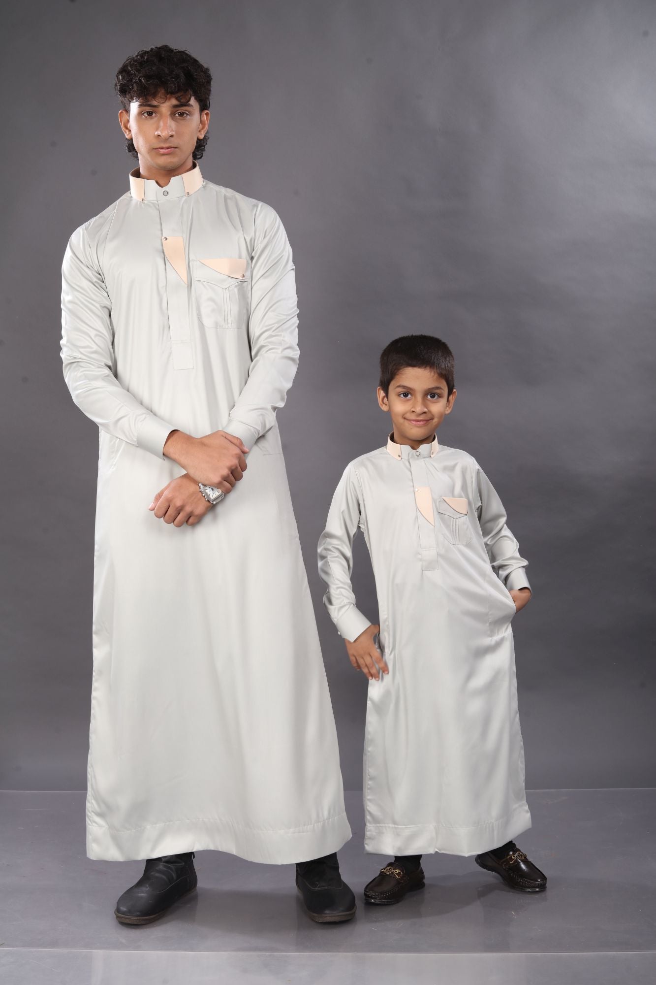 Ash Grey Premium Thobe Father & Son Combo