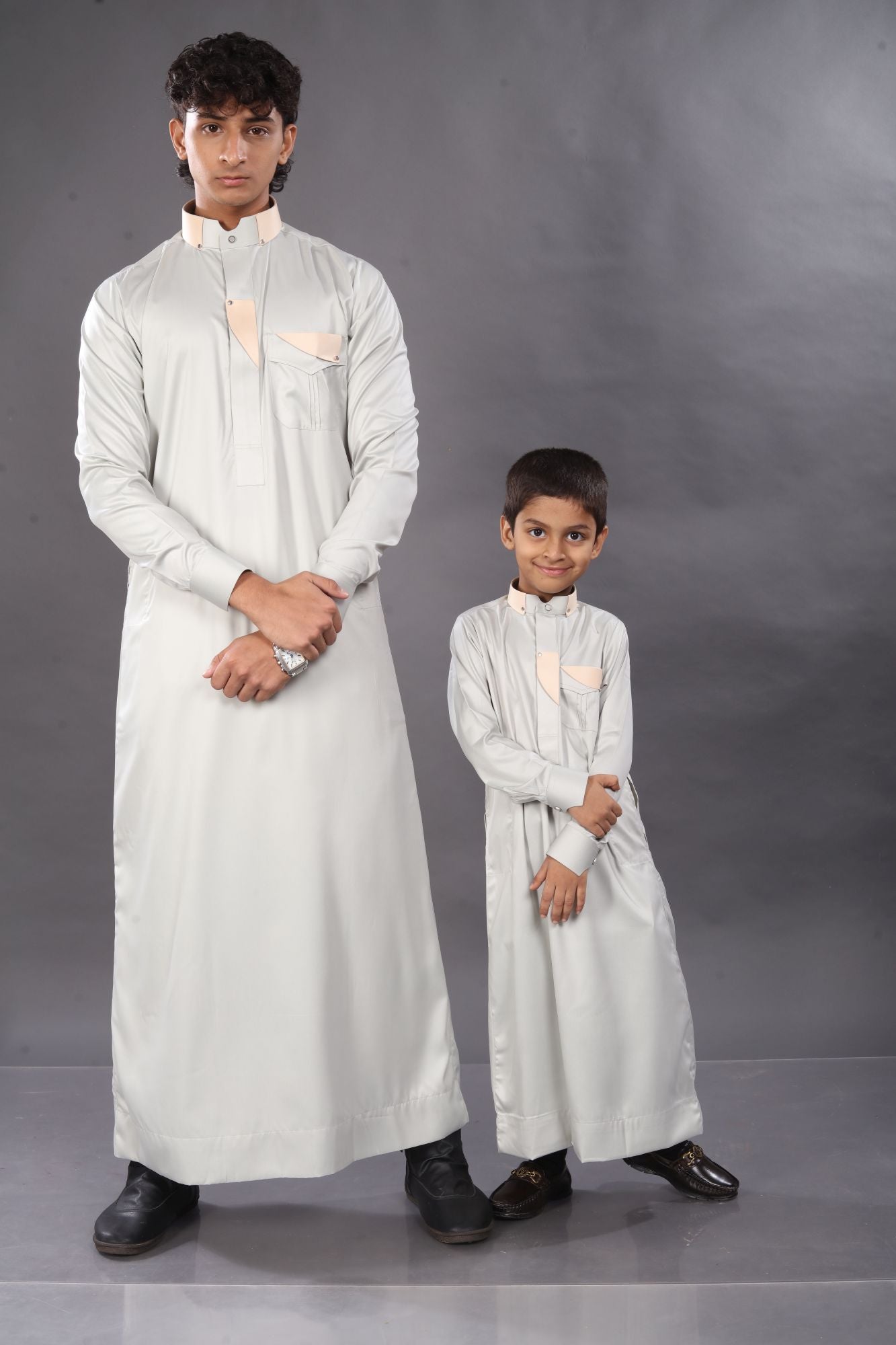 Ash Grey Premium Thobe Father & Son Combo