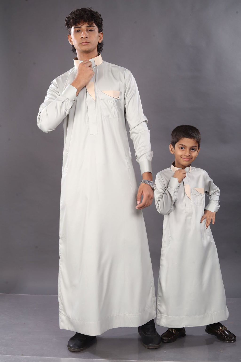 Ash Grey Premium Thobe Father & Son Combo