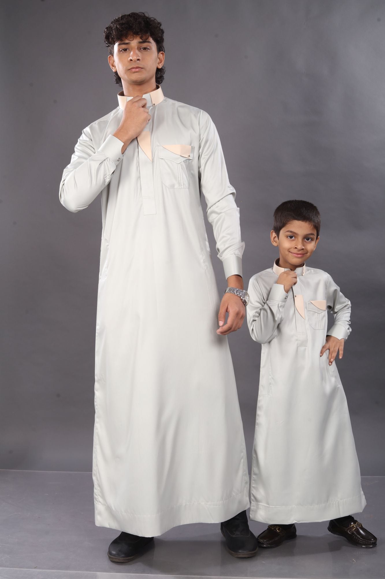 Ash Grey Premium Thobe Father & Son Combo
