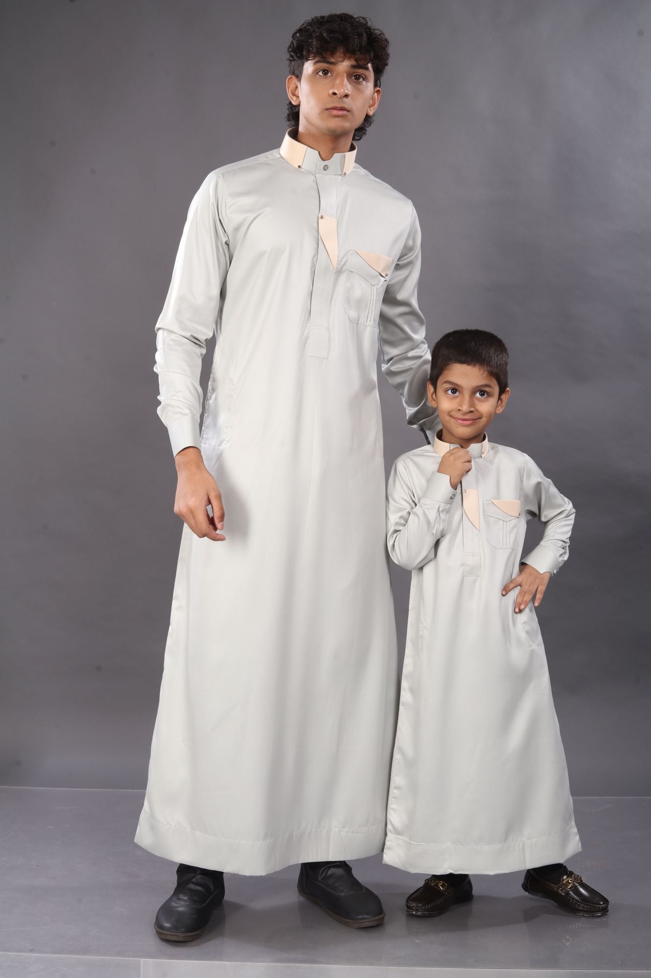 Ash Grey Premium Thobe Father & Son Combo