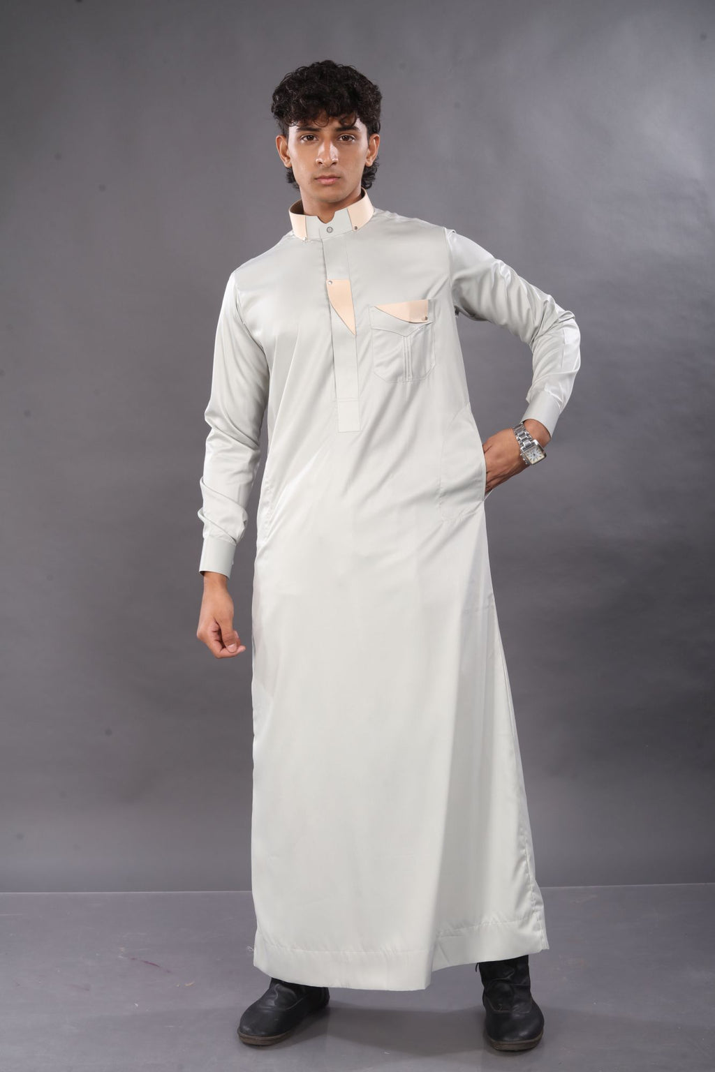 Ash Grey Premium Designer Thobe