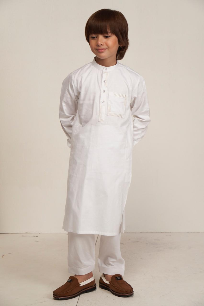 Maliki Kids Kurta Pajama - White
