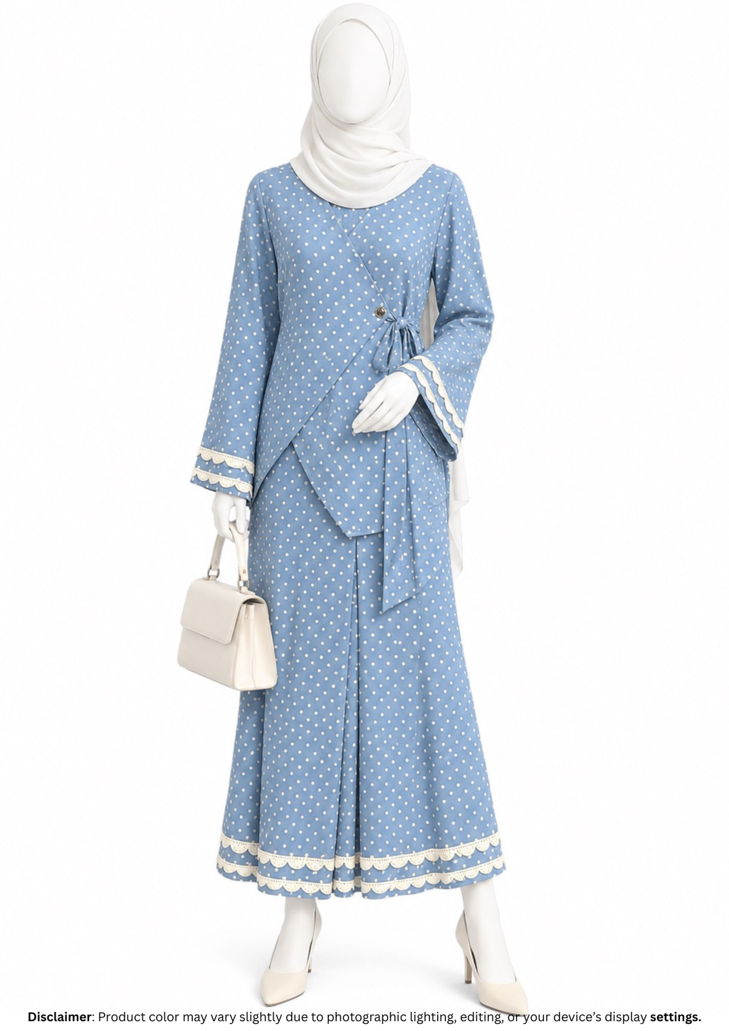 POLKA DOT DENIM CORD SET- LIGHT BLUE