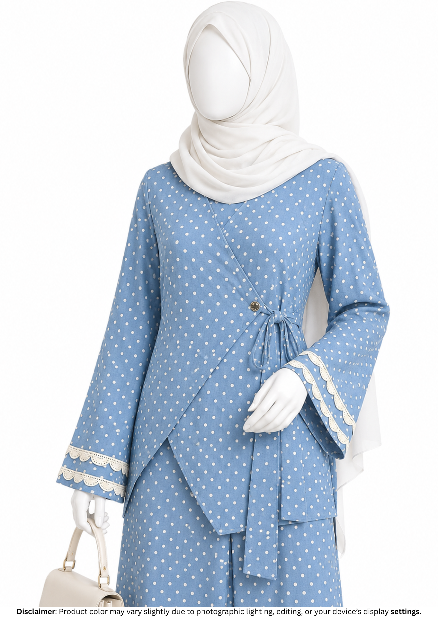 POLKA DOT DENIM CORD SET- LIGHT BLUE