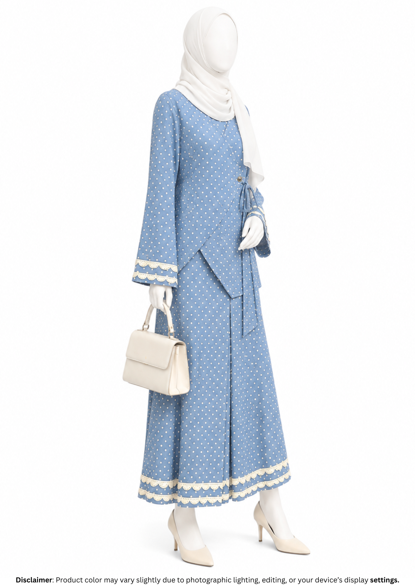 POLKA DOT DENIM CORD SET- LIGHT BLUE