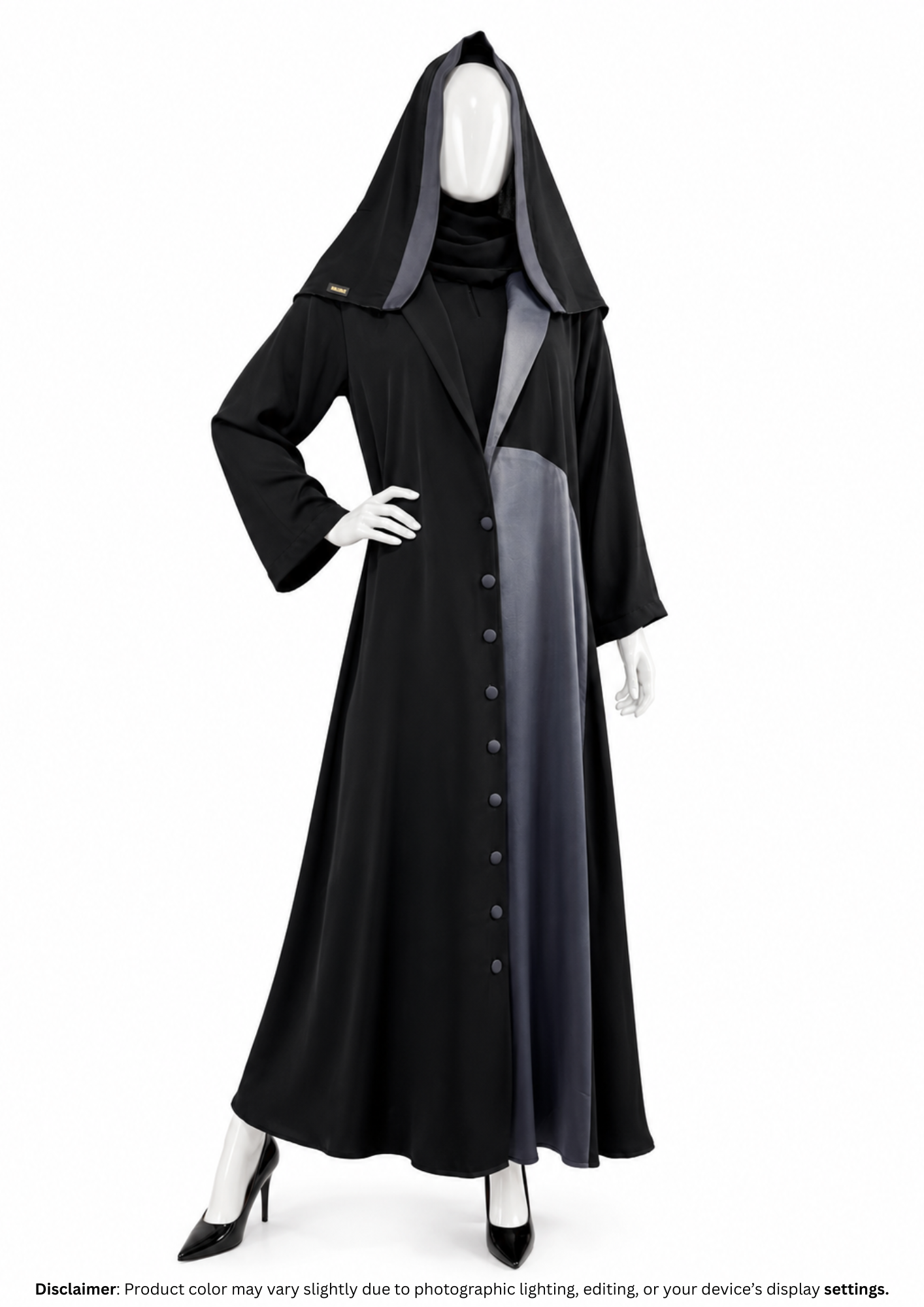 CAT COAT ABAYA-BLACK&GREY