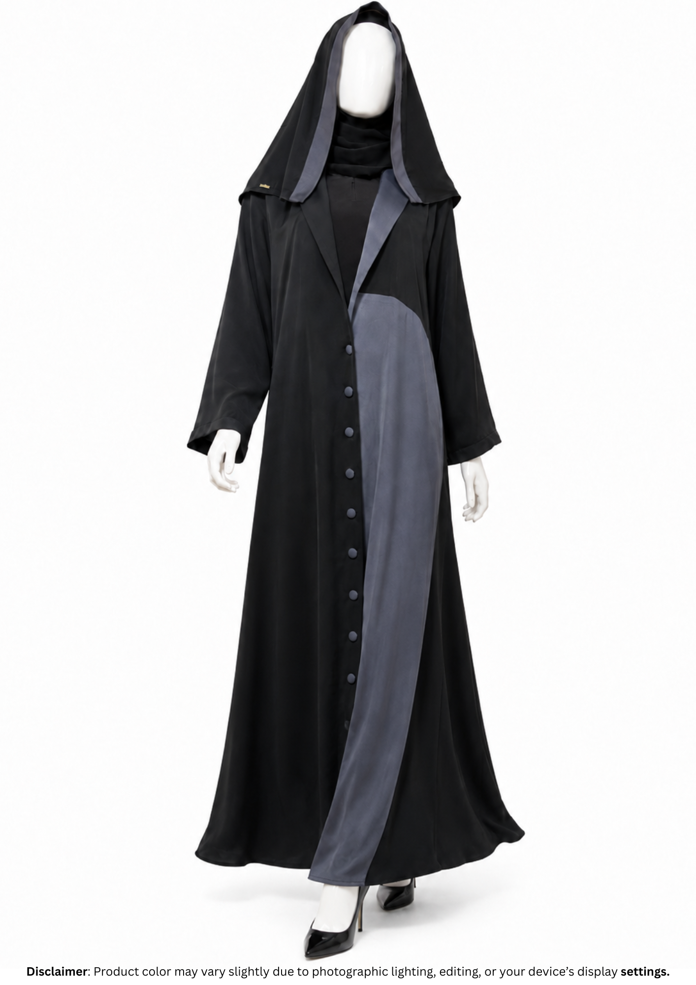 CAT COAT ABAYA-BLACK&GREY