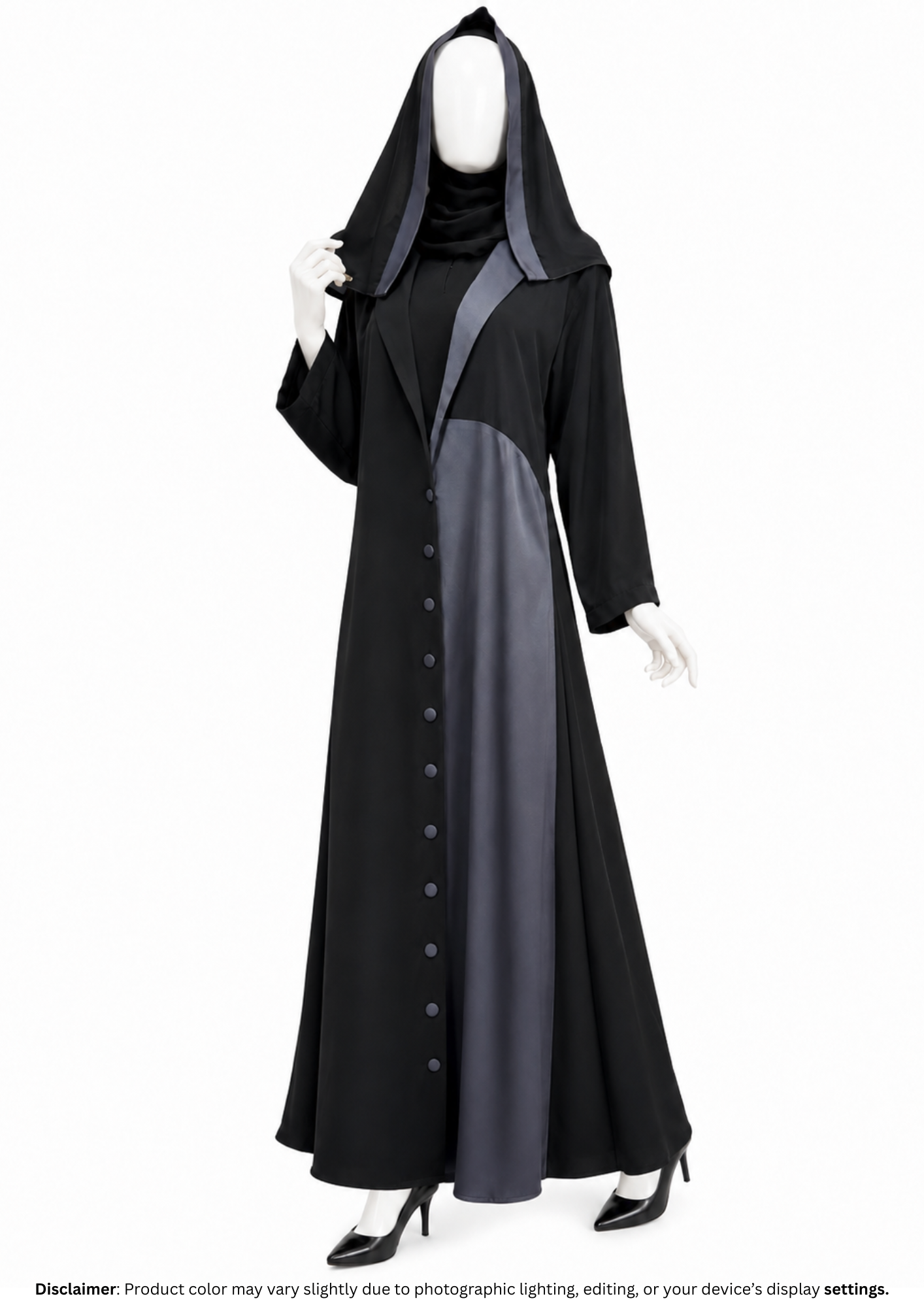 CAT COAT ABAYA-BLACK&GREY