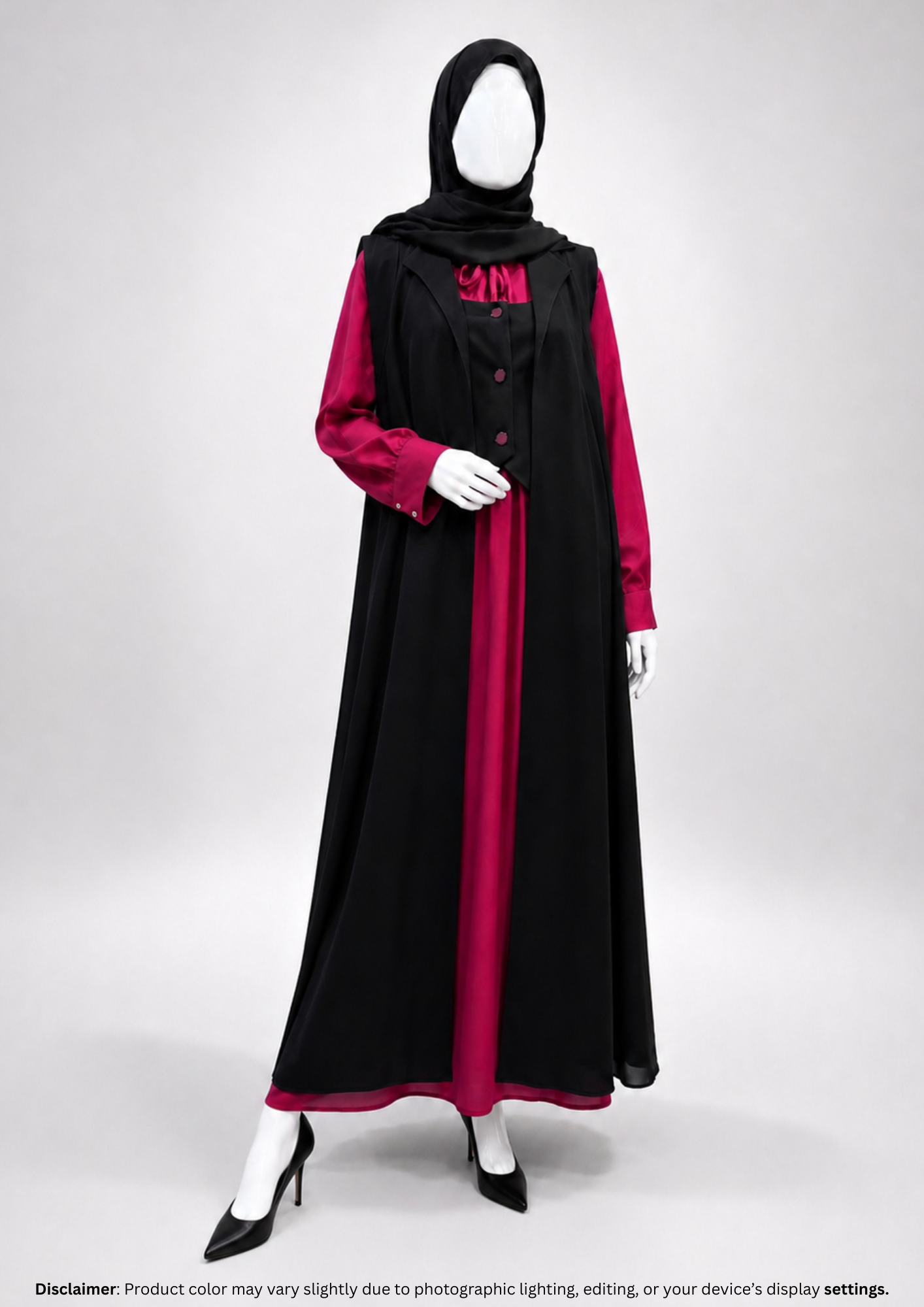 MAGIC COAT ABAYA BLACK&RED