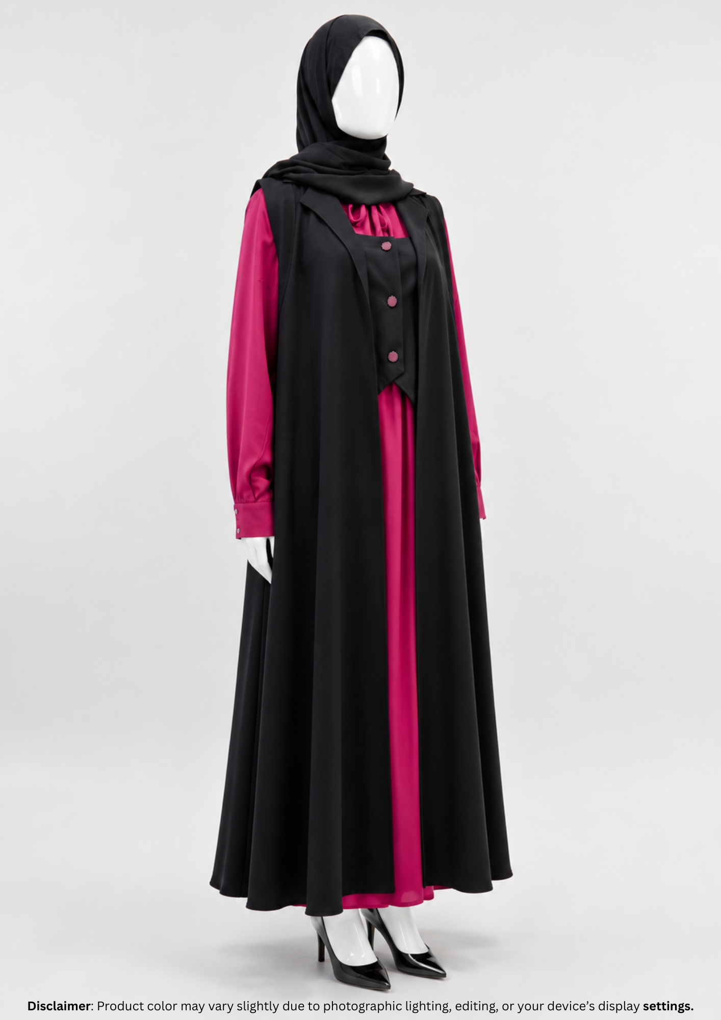 MAGIC COAT ABAYA BLACK&RED