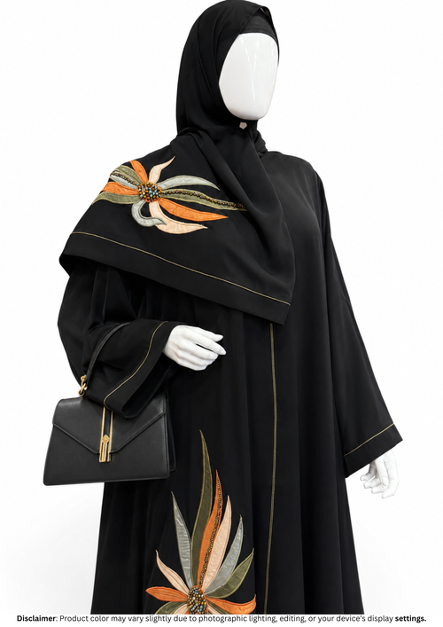 AMBER SINGLE FLORAL ABAYA