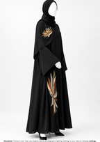 AMBER FLORAL ABAYA W/O FEATHER