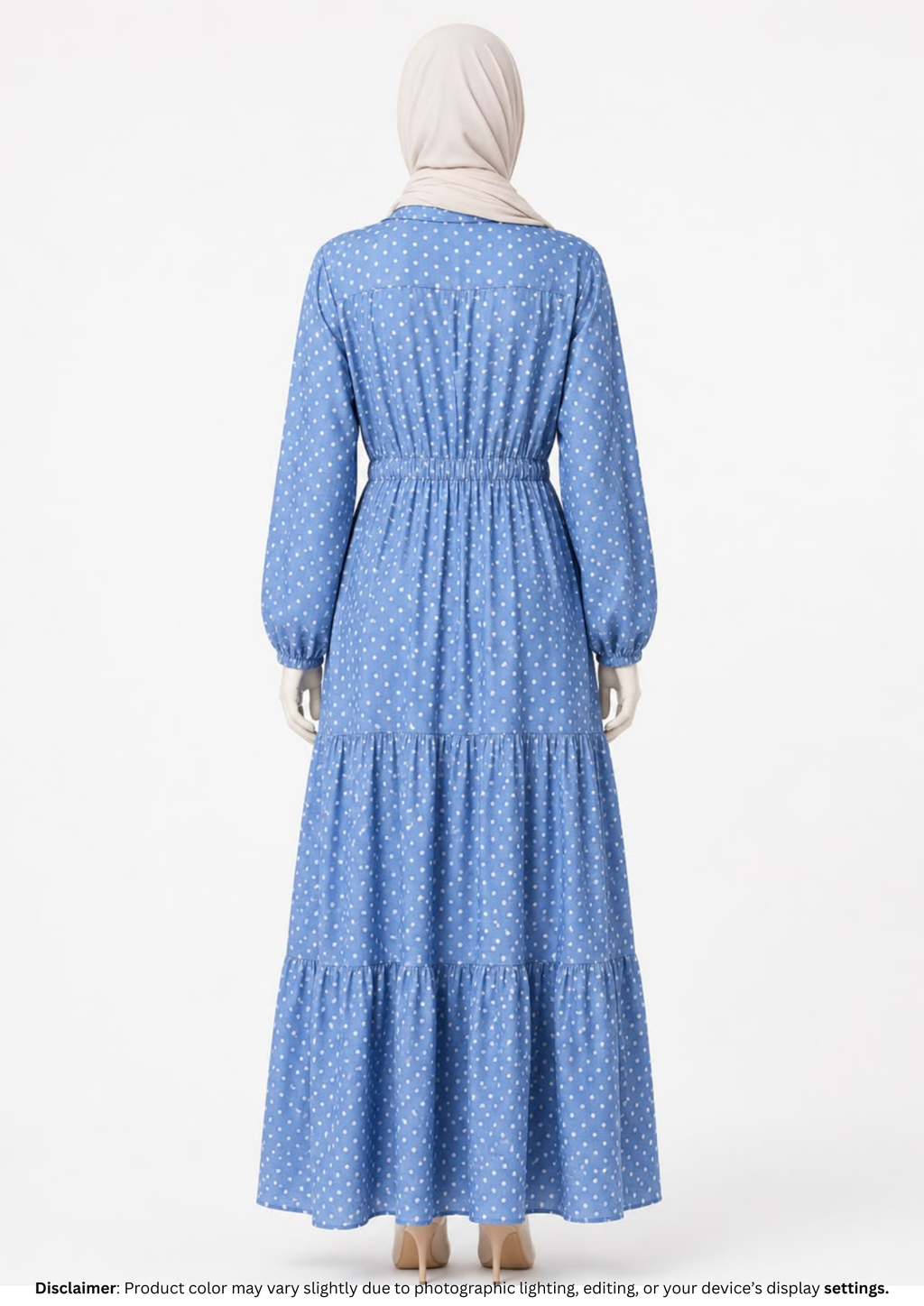 POLKA DOT DENIM GOWN-SKY BLUE