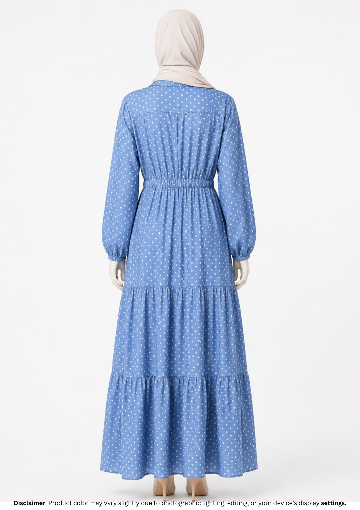 POLKA DOT DENIM GOWN-SKY BLUE