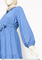 POLKA DOT DENIM GOWN-SKY BLUE