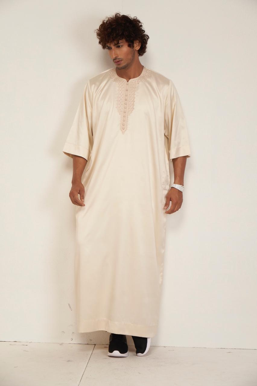 Mens Moroccan Kandura - Off White - Nujuum