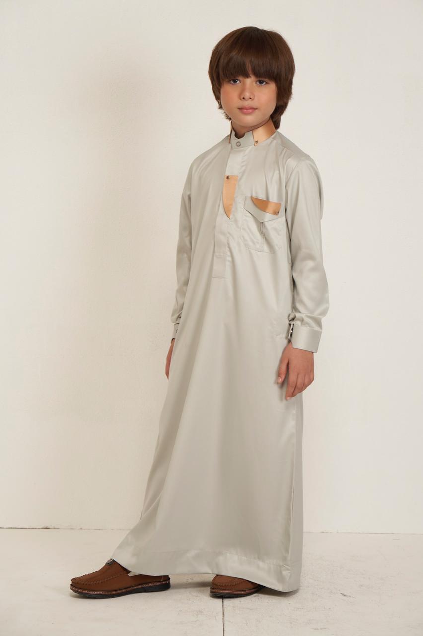 Rimal kids thobe - Light Grey