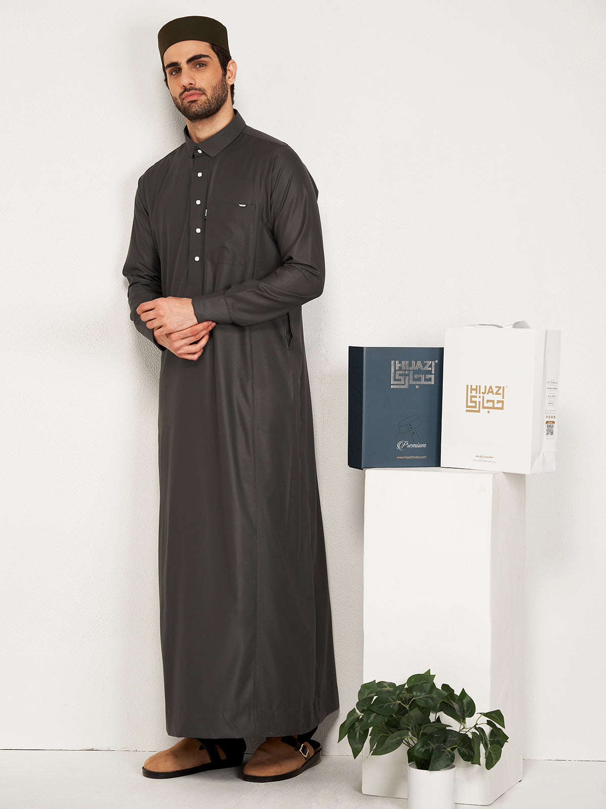 Al-Waqar Premium Thobe – Steel Grey