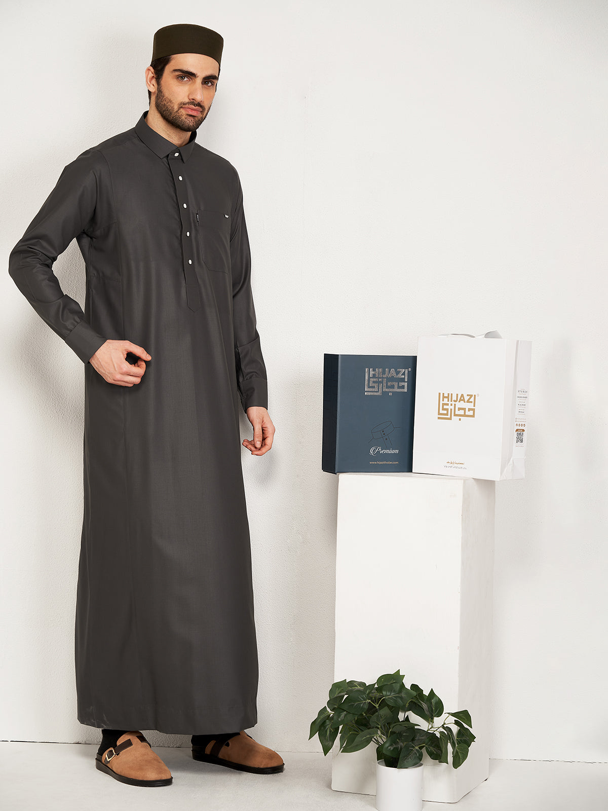 Al-Waqar Premium Thobe – Steel Grey