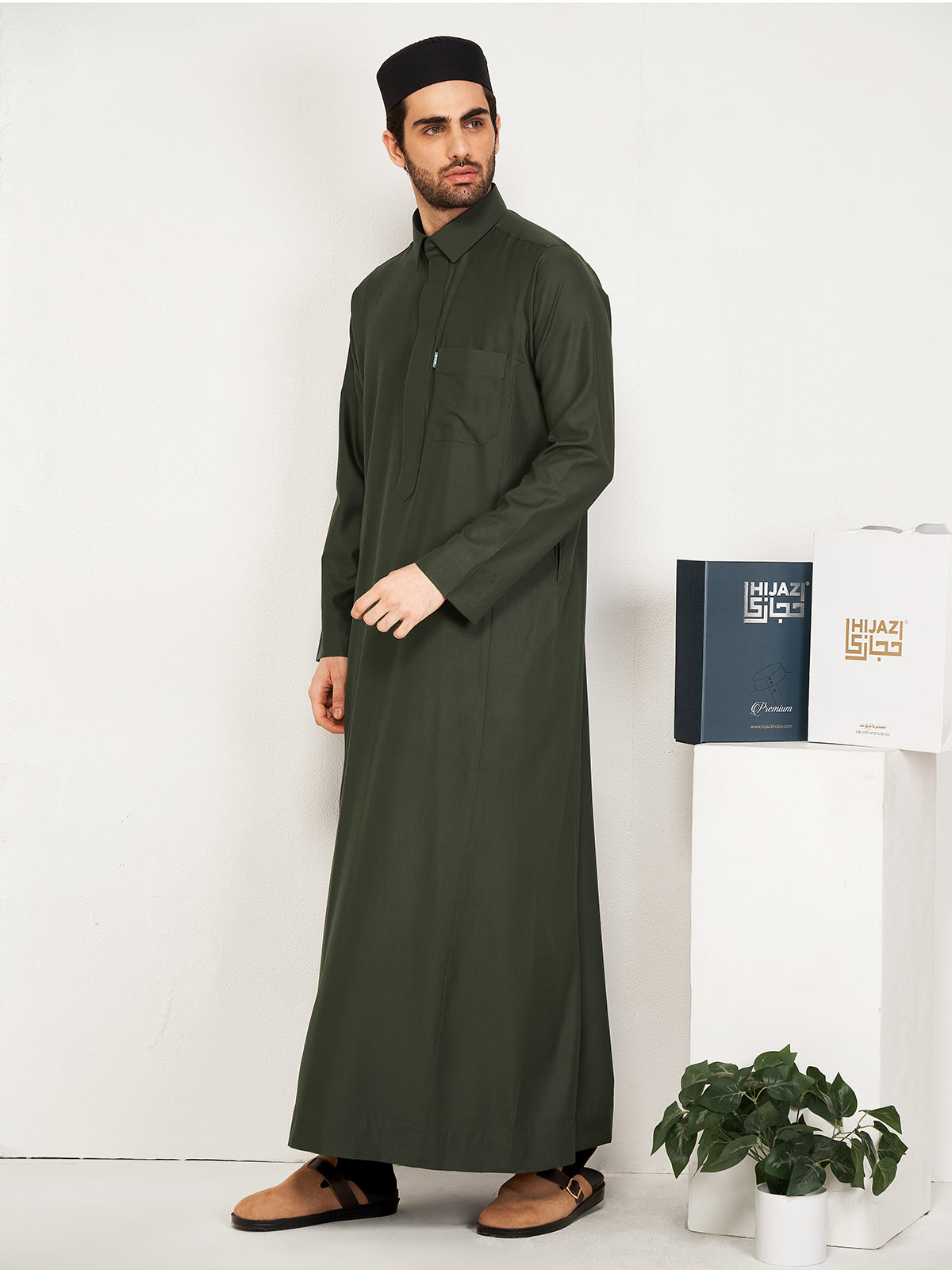 Al-Muqaddas Premium Thobe – Olive green