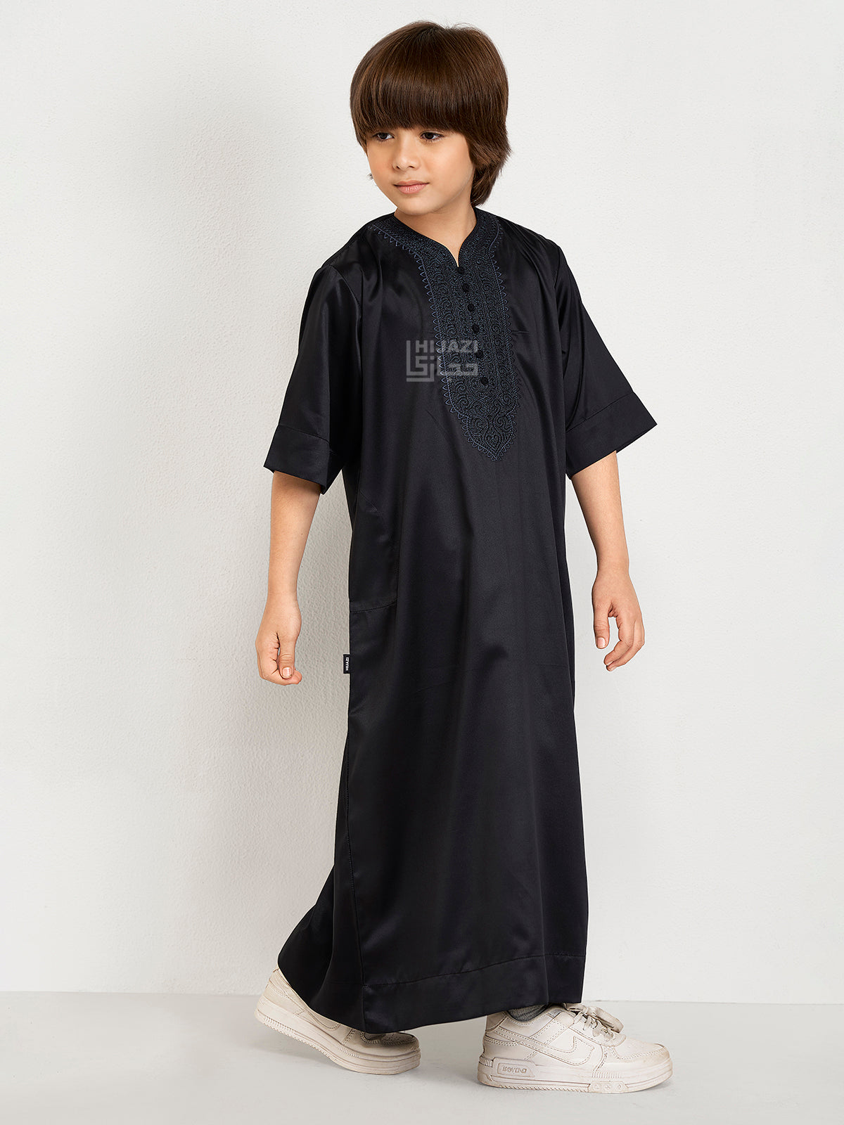 Kids Moroccan Kandura - Black - Nujuum