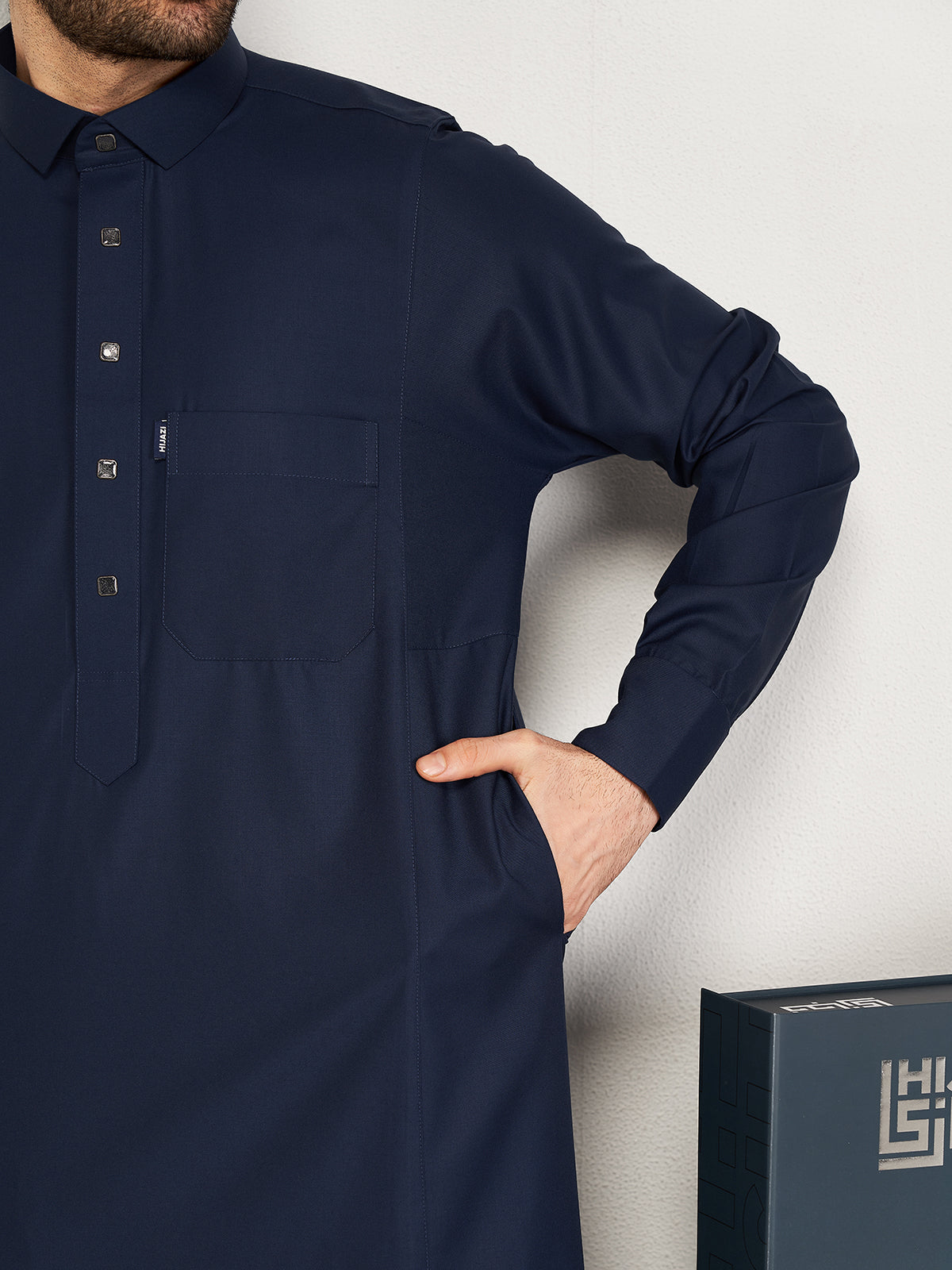 Al-Waqar Premium Thobe – Navy Blue