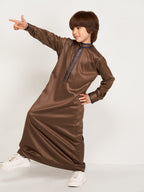 Asfar Kid's Brown Thobe