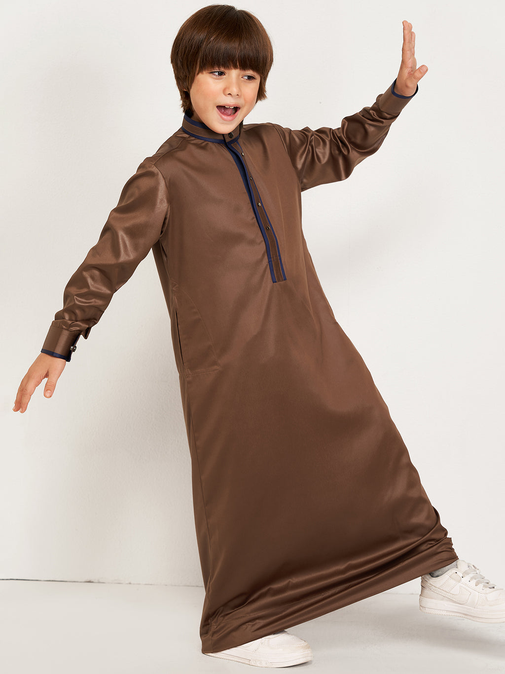 Asfar Kid's Brown Thobe