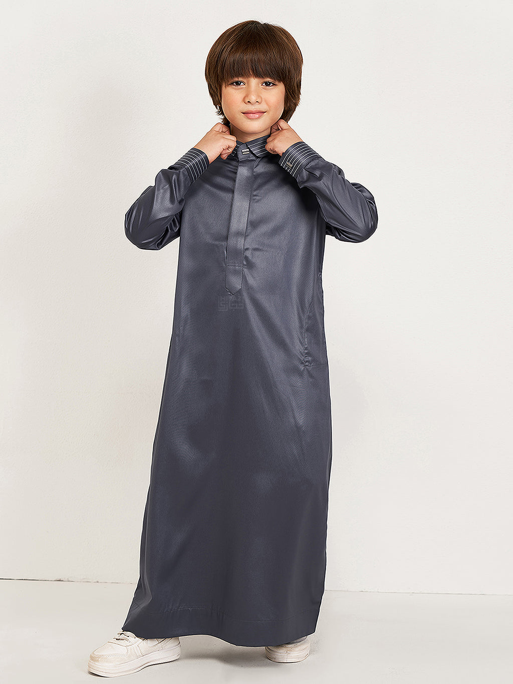 Mirqaab Kids Thobe - Dark Grey