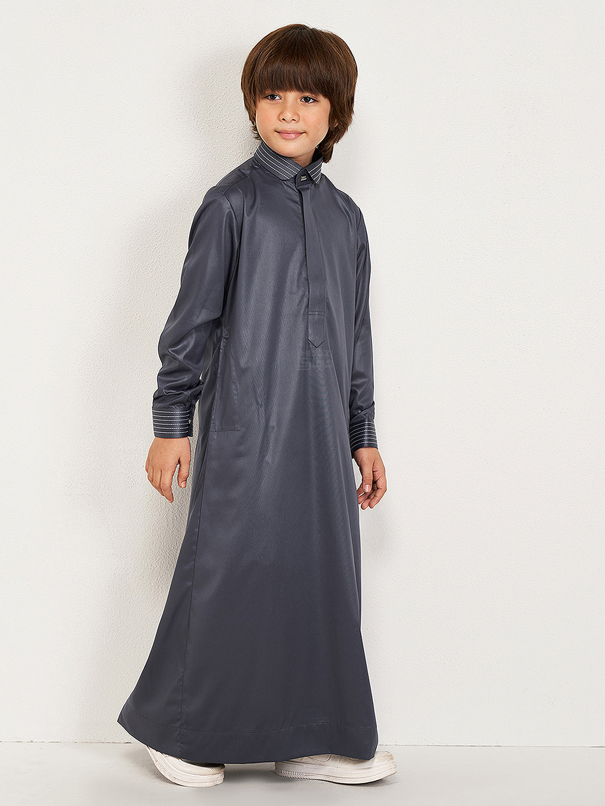 Mirqaab Kids Thobe - Dark Grey