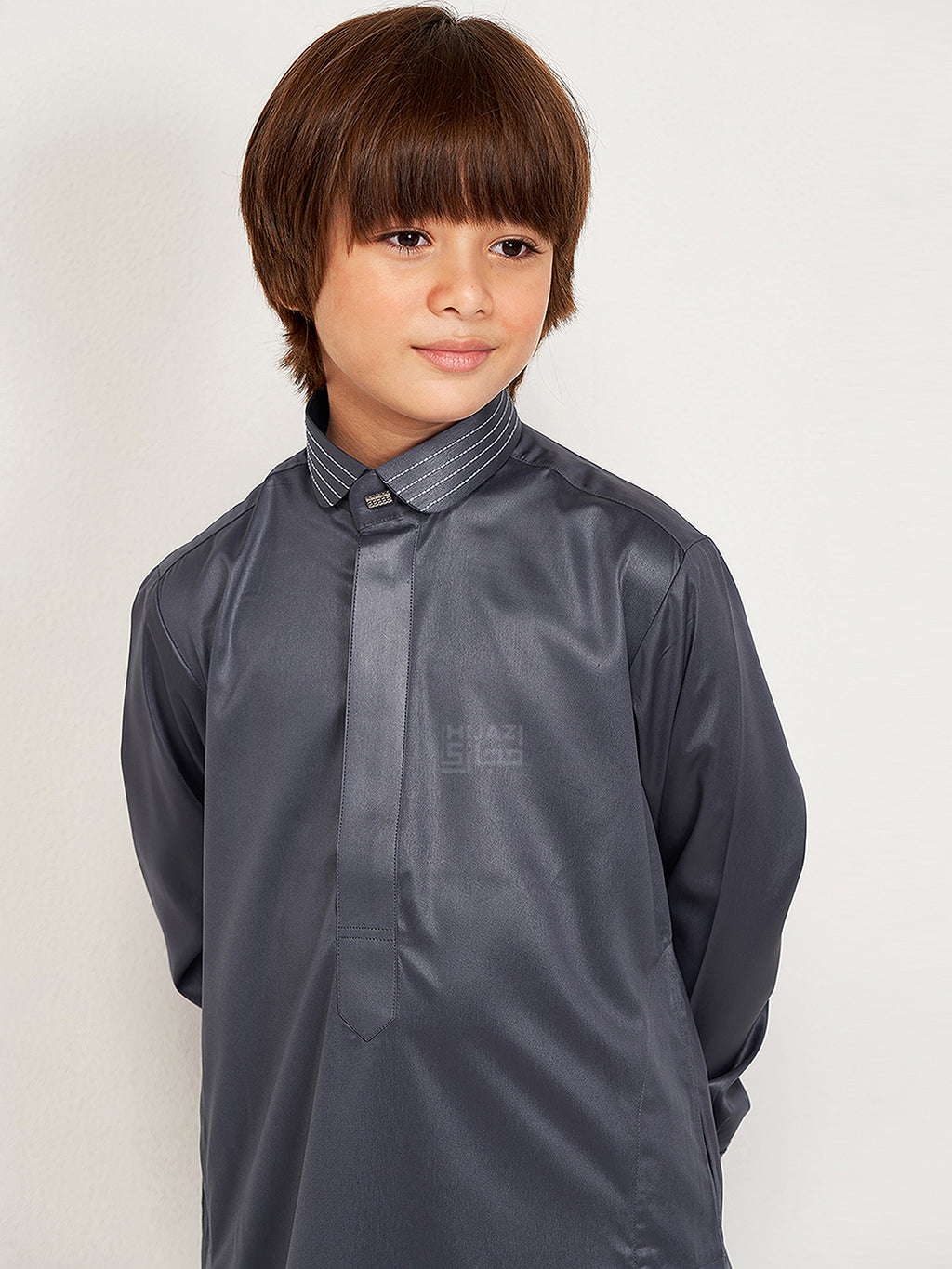 Mirqaab Kids Thobe - Dark Grey