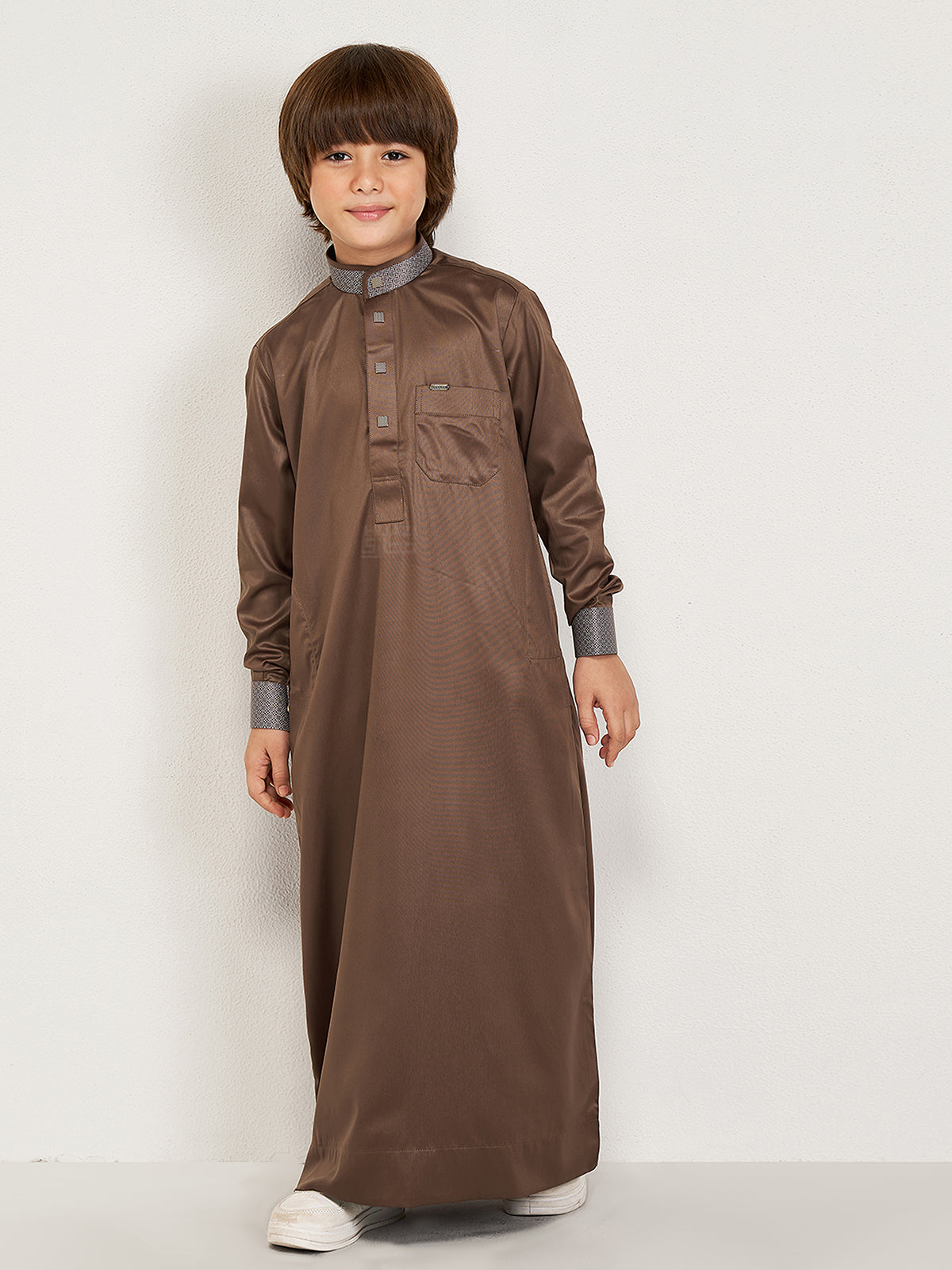 Baran Kids Thobe - Coffee Brown