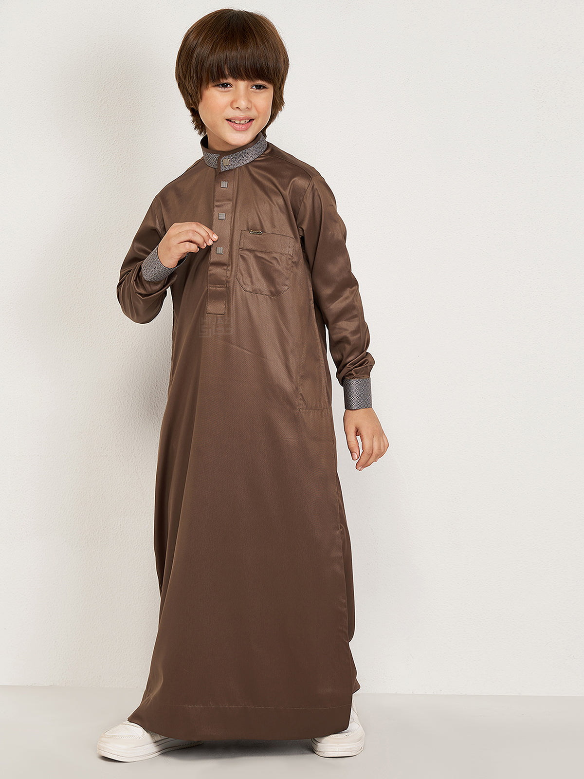 Baran Kids Thobe - Coffee Brown
