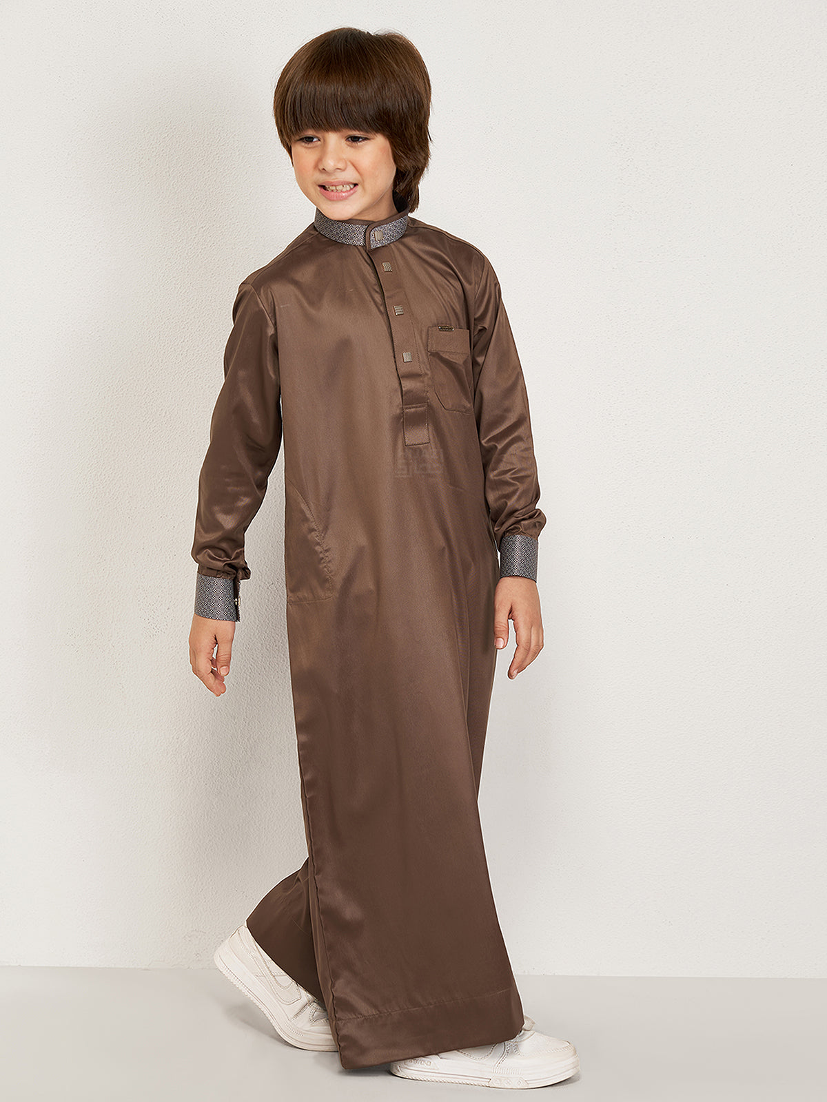 Baran Kids Thobe - Coffee Brown