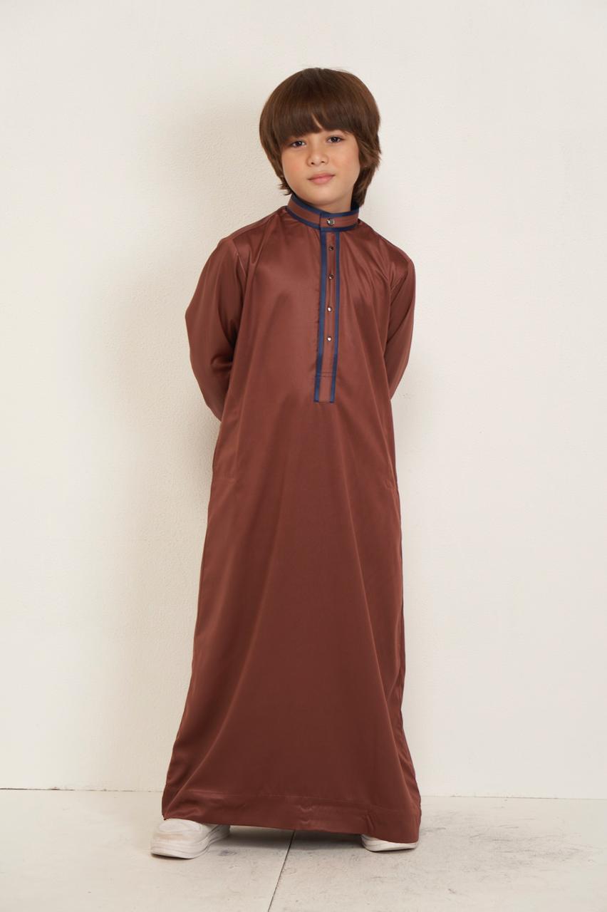 Asfar Kid's Brown Thobe