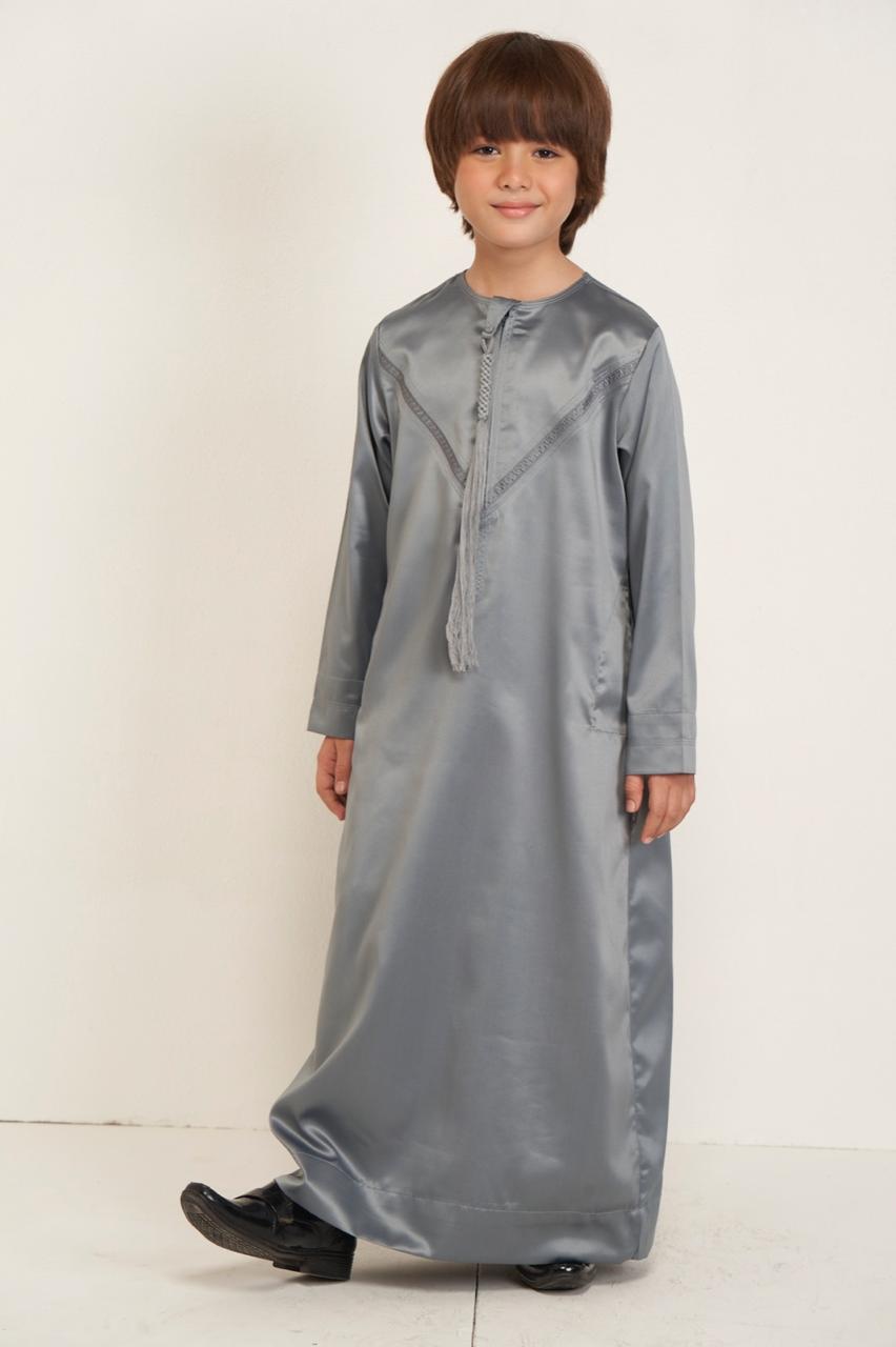 Emarati Kids Thobe - Steel Gray